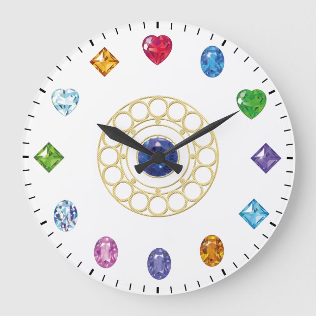 Chic Jewels and Gems Themed Large Clock Große Wanduhr (Vorderseite)