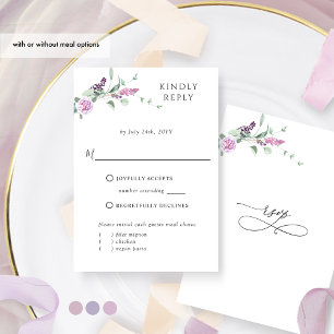 Chic Joyful Pastel Floral mit oder ohne Mahlzeiten RSVP Karte