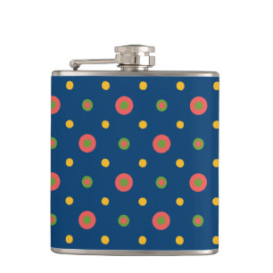Chic Jumbo Polka Dots auf Navy Blue Hip Flask Flachmann