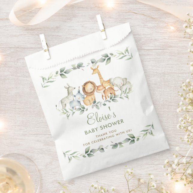Chic Jungle Animals Greenerity Baby Shower Geburts Geschenktütchen (Ausgeschnitten)