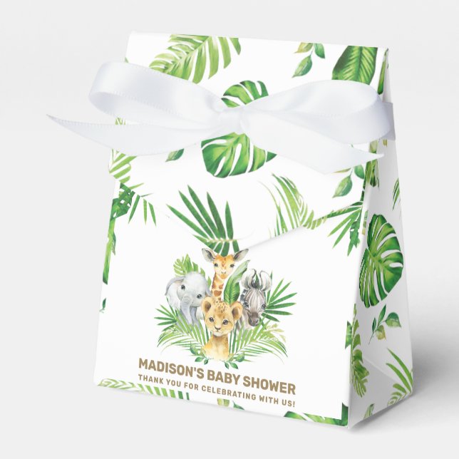 Chic Jungle Animals Greenerity Baby Shower Vielen  Geschenkschachtel (Vorderseite)