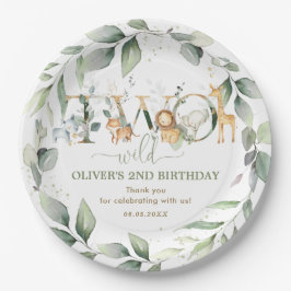 Chic Jungle Animals Greenery 2. Geburtstag 2 Wild Pappteller