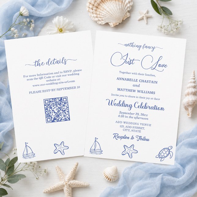 Chic Just Love QR-Code Meer Leben Hochzeit Einladung (Von Creator hochgeladen)