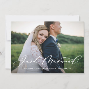 Chic Just Married Calligraphy Horizontal Foto Ankündigung