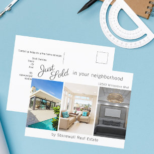 Chic Just Sold Real Anwesen House Foto Marketing Postkarte