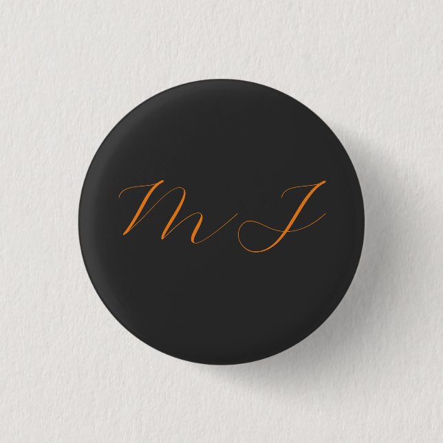 Chic kalligrafy grarange monogram name initial button (Vorderseite)