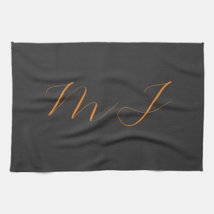 Chic kalligrafy grarange monogram name initial geschirrtuch