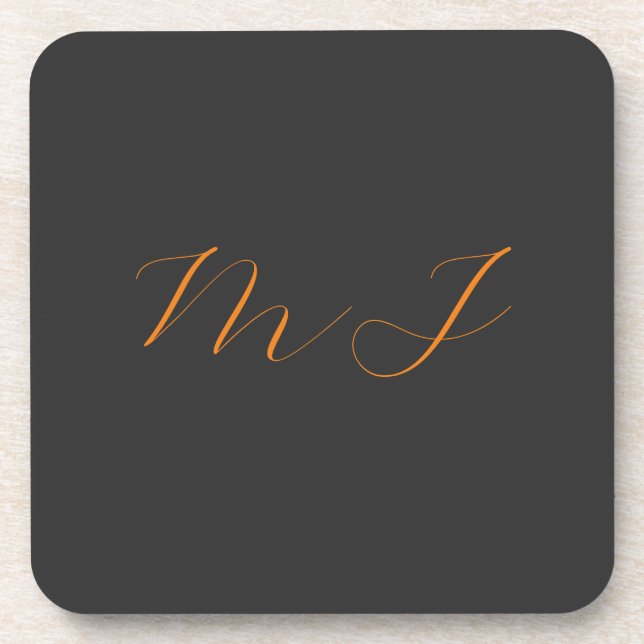 Chic kalligrafy grarange monogram name initial getränkeuntersetzer (Vorderseite)