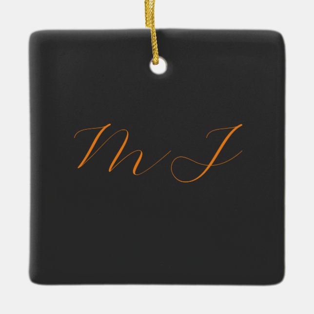 Chic kalligrafy grarange monogram name initial keramikornament (Vorderseite)