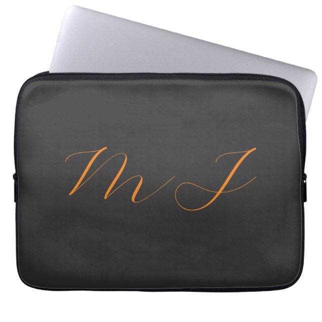 Chic kalligrafy grarange monogram name initial laptopschutzhülle (Vorderseite)