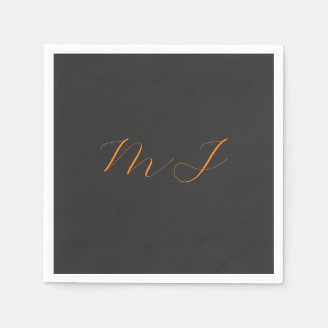 Chic kalligrafy grarange monogram name initial serviette (Vorderseite)