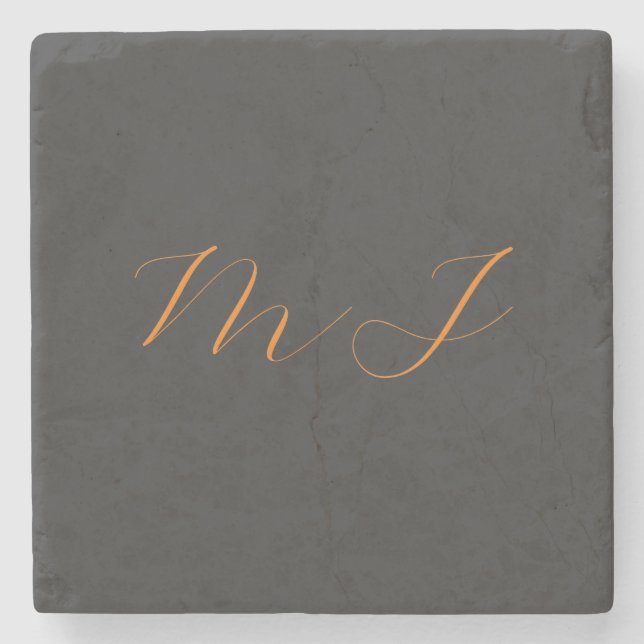 Chic kalligrafy grarange monogram name initial steinuntersetzer (Vorderseite)