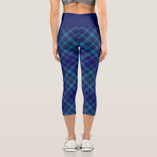Chic Kariert Pattern - Navy and Blue Elegante Tart Capri Leggings