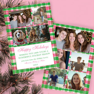 Chic Karierte Weihnachten Custom 9 Foto Collage Pi