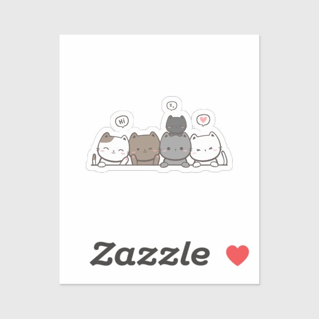 Chic Kawaii Cat Sticker - Matching Items verfügbar (Blatt)