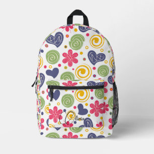 Chic Kawaii Floral Pattern Individuelle Name druck Bedruckter Rucksack