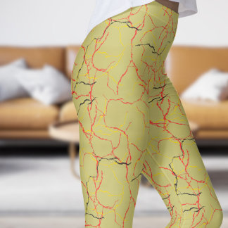 Chic Khaki und Red Fracture Muster Leggings