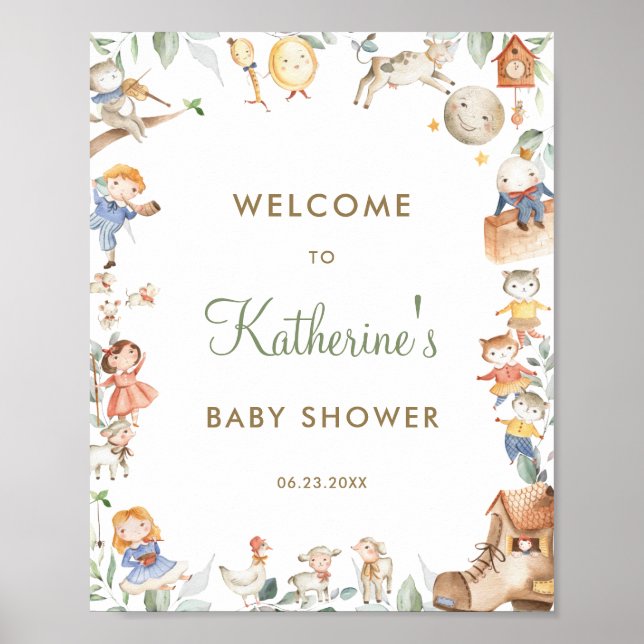 Chic Kinderzimmer Rhyme Greenerenery Baby Dusche E Poster (Vorne)