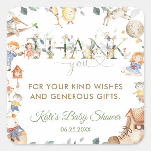 Chic Kinderzimmer Rhyme Greenerenery Baby Shower B Quadratischer Aufkleber