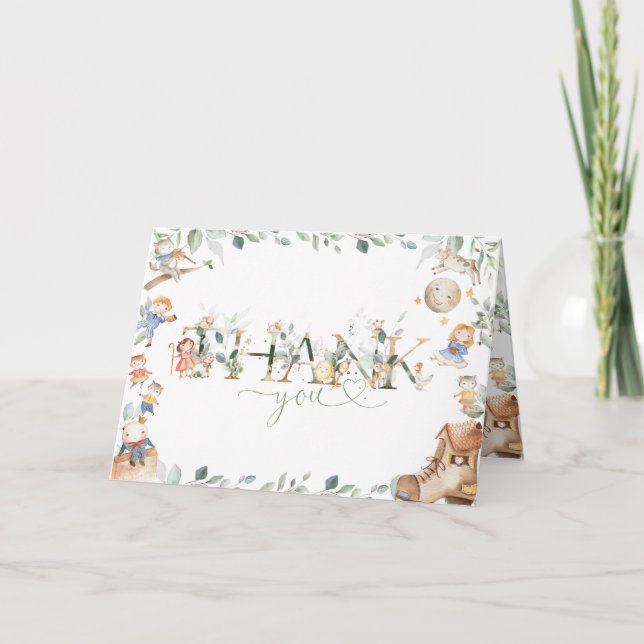 Chic Kinderzimmer Rhyme Greenerenery Baby Shower G Dankeskarte (Vorderseite)