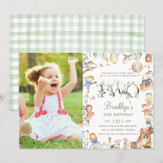 Chic Kinderzimmer Rhyme Greenery 2. Geburtstag Fot Einladung
