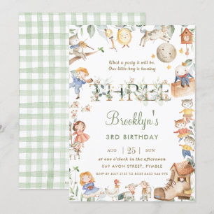 Chic Kinderzimmer Rhyme Greenery 3. Geburtstag Neu Einladung