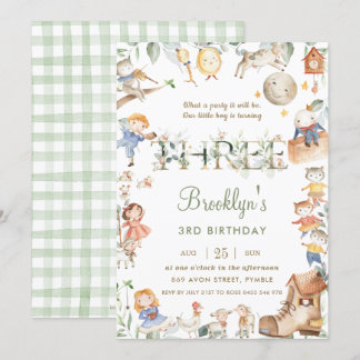 Chic Kinderzimmer Rhyme Greenery 3. Geburtstag Neu Einladung