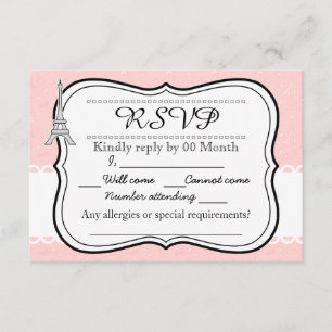 Chic klassisch pink Paris Eiffel Turm UAWG RSVP Karte