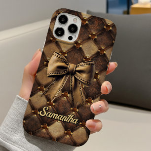 Chic kokette Schleife Kunstleder Monogramm iPhone 16 Hülle