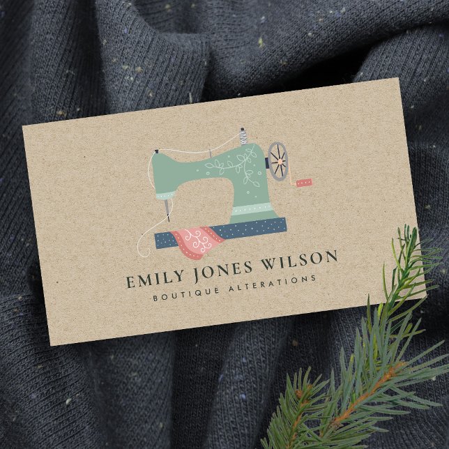 CHIC KRAFT GREEN ORANGE PINK SEWMACHINE TAILOR VISITENKARTE (Von Creator hochgeladen)