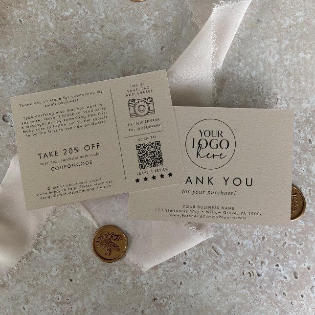 Chic Kraft Paper Business Logo Vielen Dank bestell Begleitkarte (Von Creator hochgeladen)