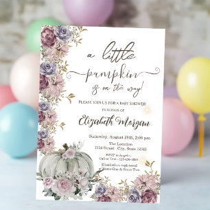 Chic Kürbisrosen Blumen Baby Shower Einladung