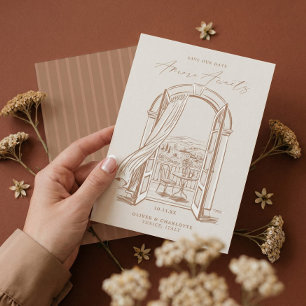 Chic La Dolce Vita Hand Doodle Skizze Venedig Ital Save The Date