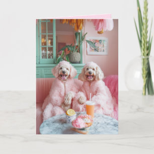 Chic Labradoodles in Pink Lounge Einladung