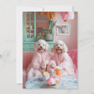 Chic Labradoodles in Pink Lounge Einladung