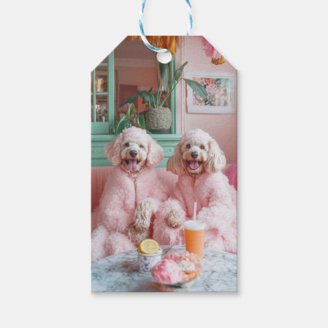 Chic Labradoodles in Pink Lounge Geschenkanhänger (Vorderseite)