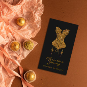 Chic Lace Lingerie Boutique Golden Glitter Visitenkarte