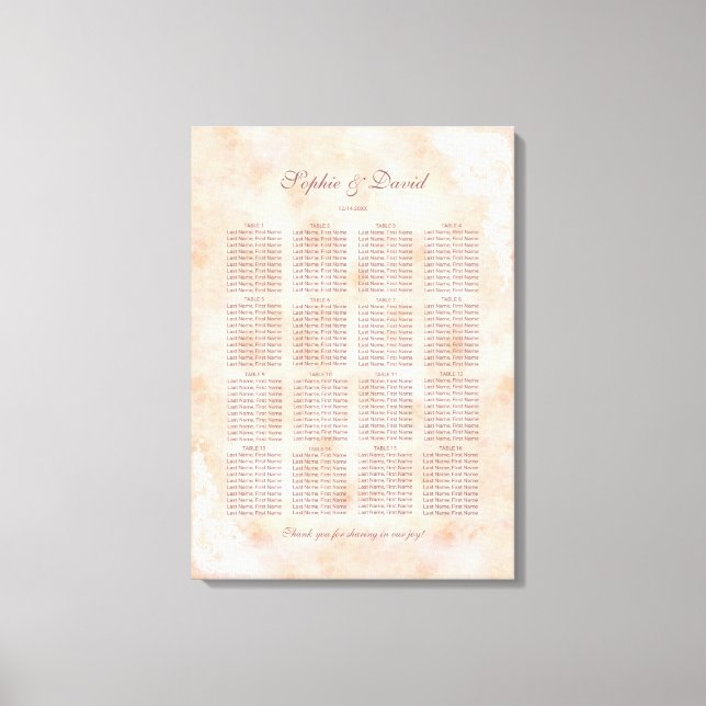 Chic Lace Rose Altes Papier Hochzeitskarte Leinwanddruck (Vorderseite)