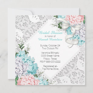 Chic Lace und Hydrangeas Bridal Dusche Einladung