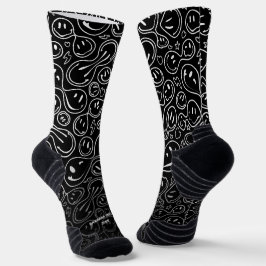 Chic Lächeln Gesicht Melting Lächeln Muster Schwar Socken