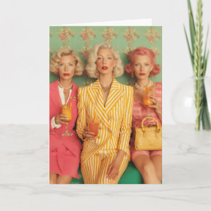 Chic Ladies Retro-Cocktail-Moment Karte