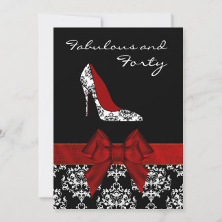 Chic Lady's Damask Stiletto Custom Einladung