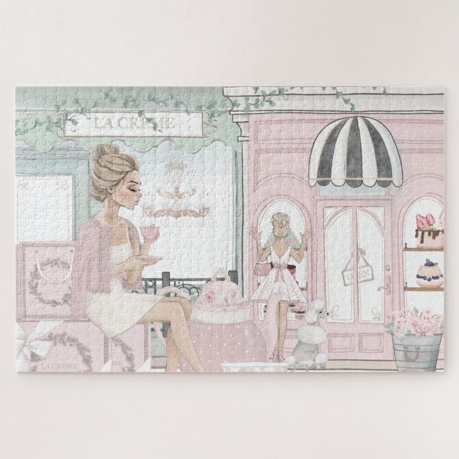 Chic Ladys French Bakery Illustration Puzzle (Horizontal)