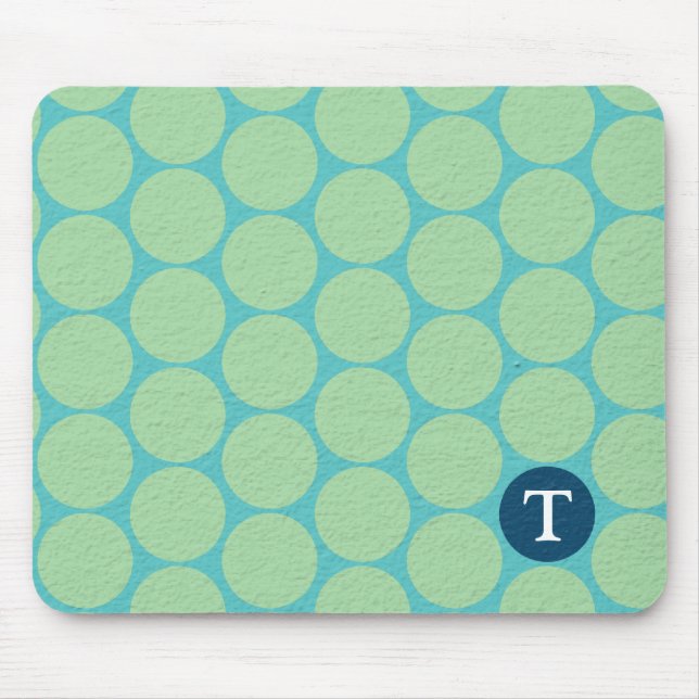 Chic Large Aquamarin Green Polka Dots Mousepad (Vorne)