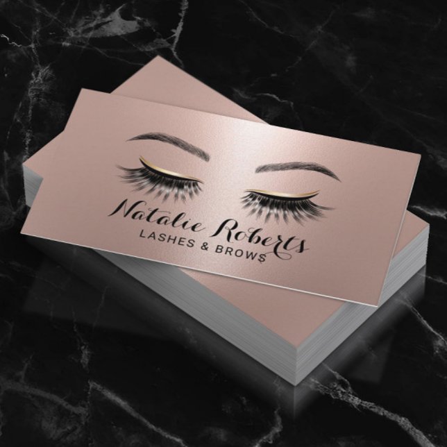 Chic Lashes Makeup Rose Gold Eyelash Salon Visitenkarte (Von Creator hochgeladen)