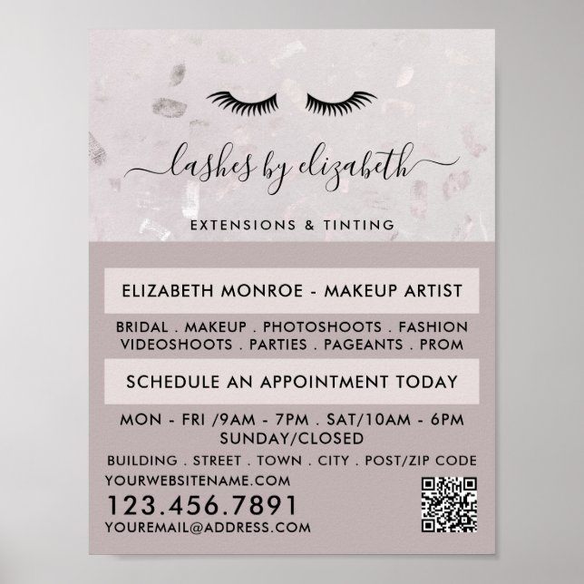 Chic Lashes Moderne Beauty Makeup Artist Advert Poster (Vorne)