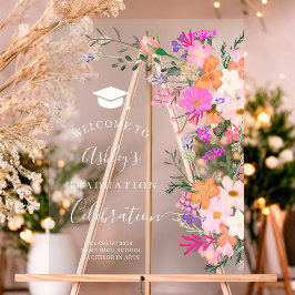 Chic Lavendel florale Aquarell Abschluss willkomme Acrylschild