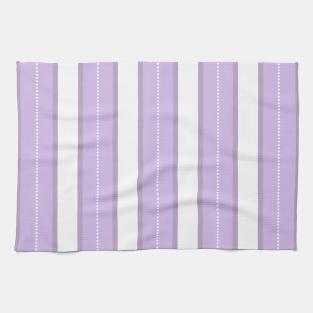 Chic-Lavendel-lila und weißes Streifen-Muster Geschirrtuch (Horizontal)