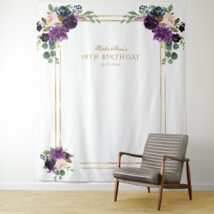 Chic Lavender Floral Gold 18. Geburtstag Foto Prop Wandteppich