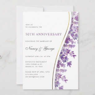 Chic Lavender Foliage 50. Hochzeitstag Einladung